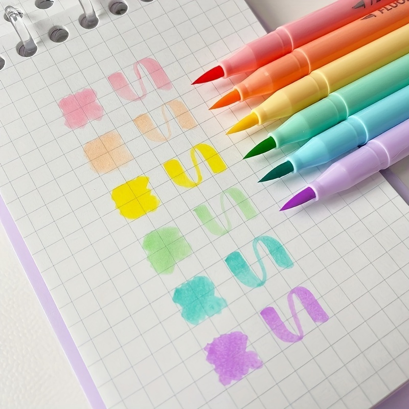 Highlighter Set Pastel - 6 stks Zachte Borstel Fluorescentie Pen