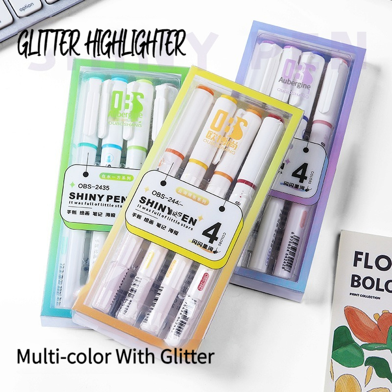 4 kleuren/set glitter markeers - Highlighter Set Pastel recensie en prijs