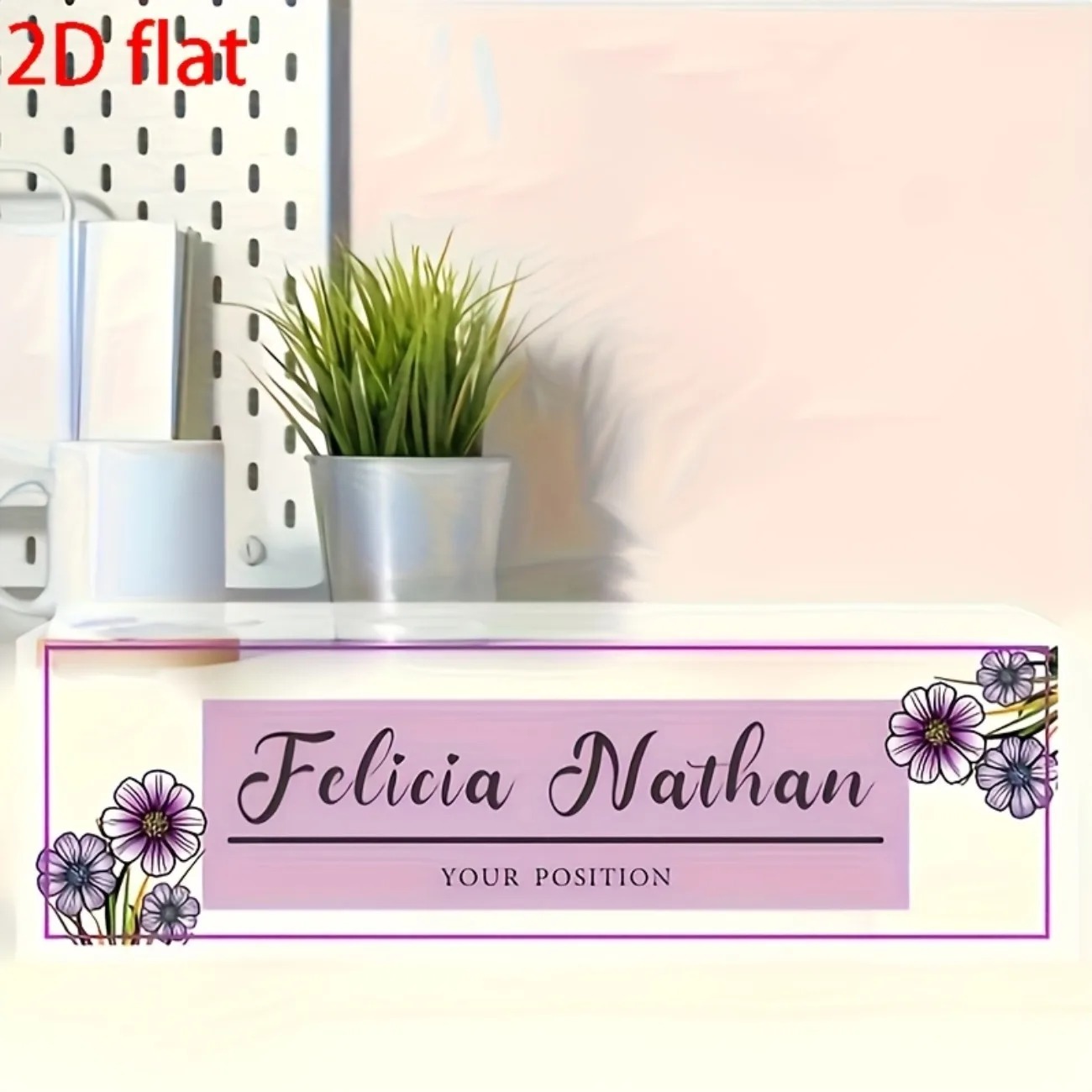 Elegant roze-paars bloemen-acr - Desk Name Plate recensie en prijs